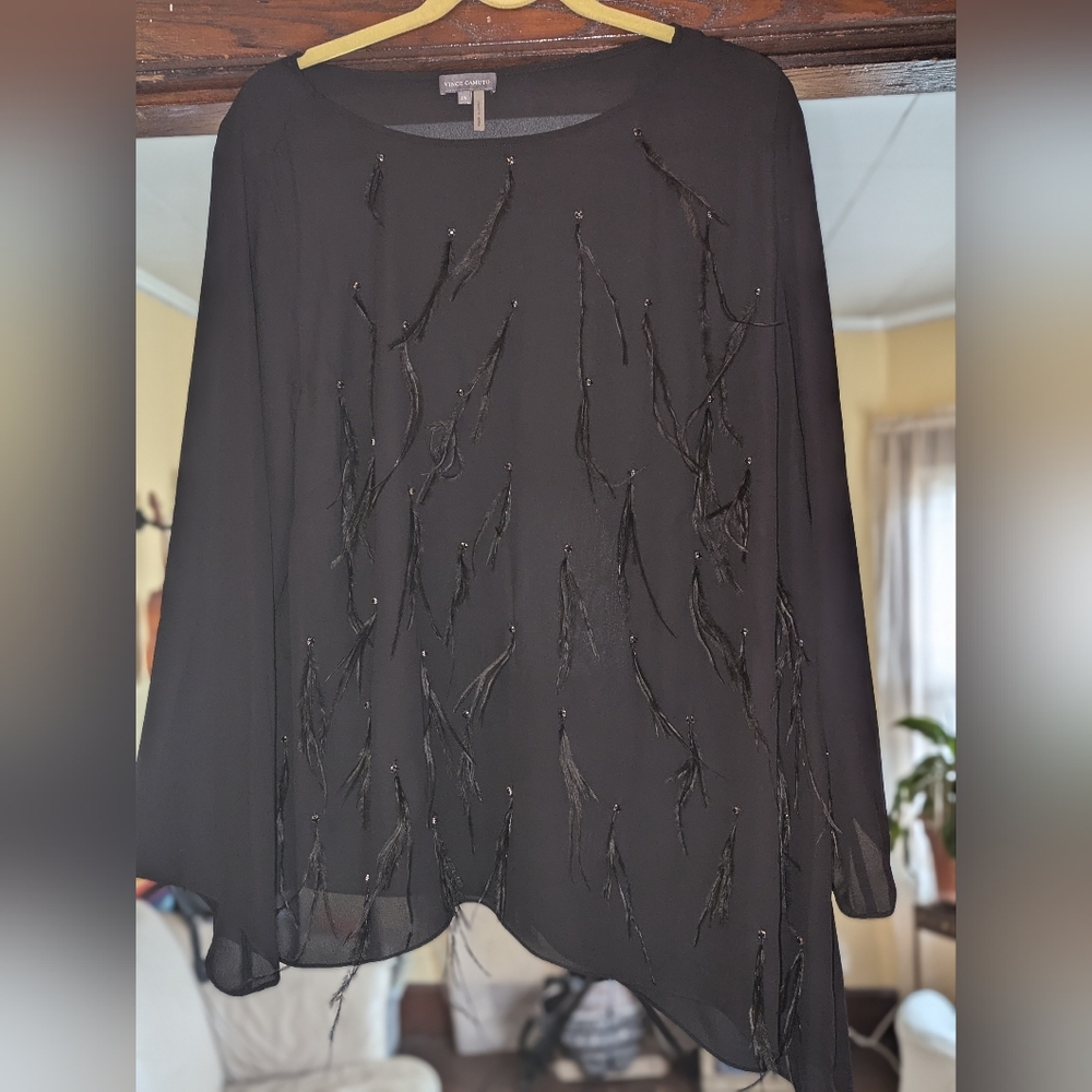 Beautiful! Vince camuto Holiday Glam rich black blouse size 2X